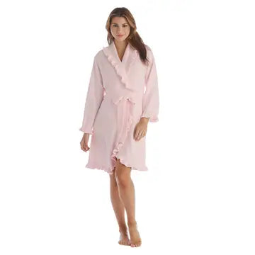 Pink, Beige or Black Ruffle Chenille Robe Short