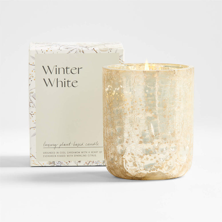 Winter White Large Crackle Glass